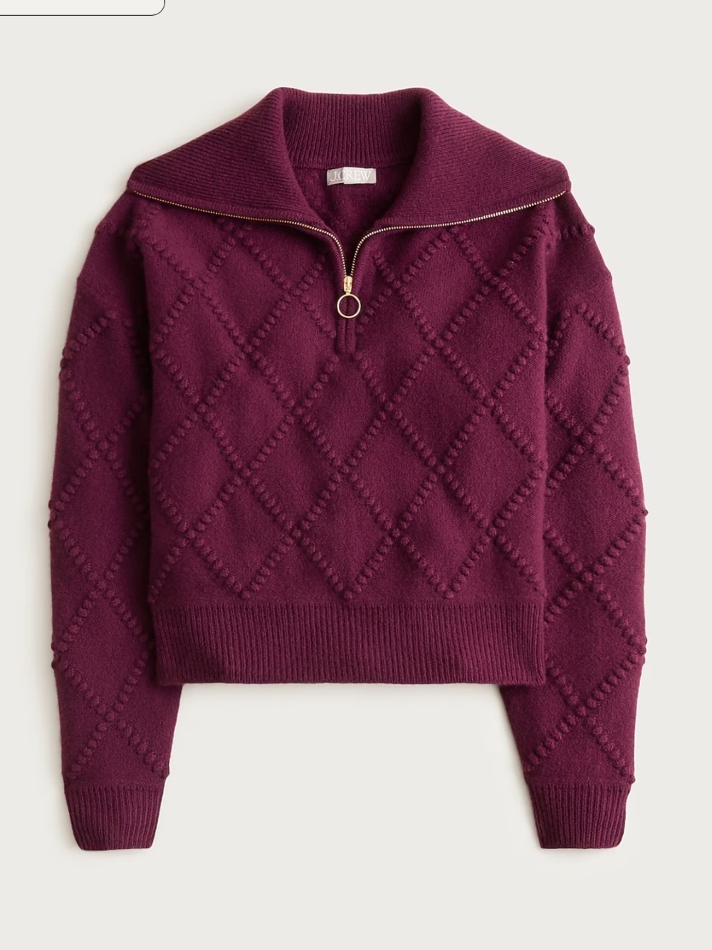 J crew Popcorn-stitch quarter-zip sweater in vintage wool